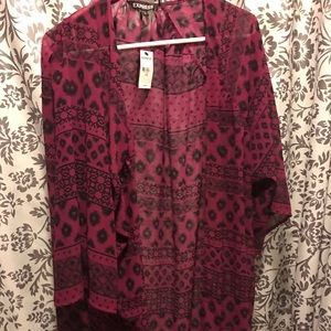 Express Maroon Short Sleeve Kimono